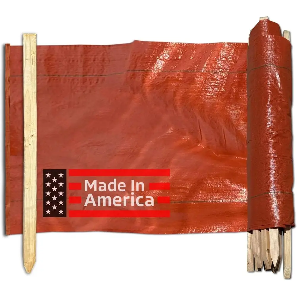 

Коммерческий оранжевый геотекстильный забор для защиты от осадочных отложений с деревянными опорами - 100 футов x 3 фута, Сделано в США