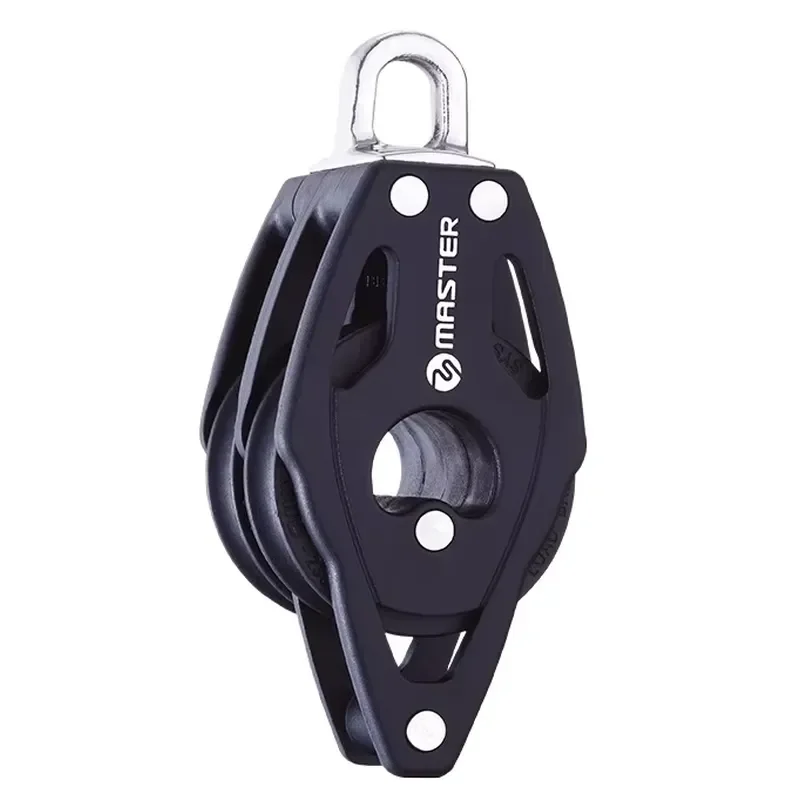 Sailboat Pulley Block, 40mm 1-9/16 Inch Double Becket Master, Aluminum Alloy Hardware, BB-0408F, for Marine Boat Yacht Rigging