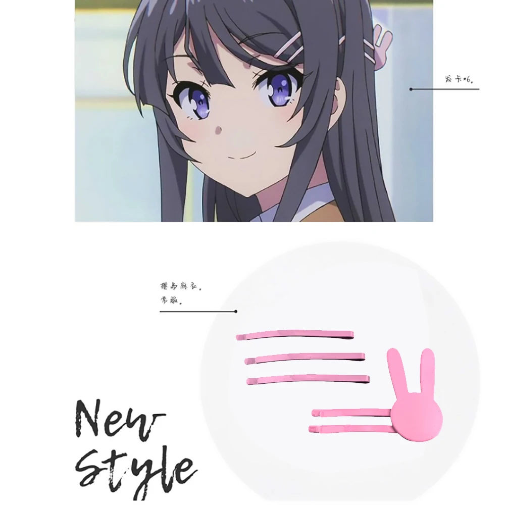 Anime Seishun Buta Yarou Sakurajima Mai Hair Clip Kawaii Lolita Girls Rabbit Cosplay Hairpin Pink Headwear Accessories Child Toy