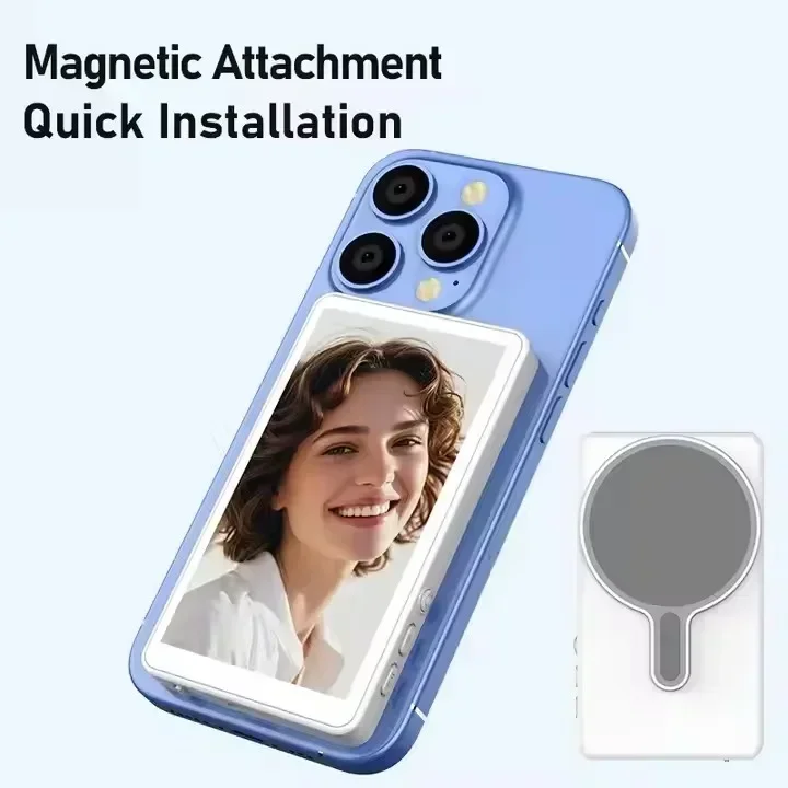 Pop T1 Vlog Selfie Monitor Screen With Big 4.02-Inch LCD Display Magnetic Phone Stand For IPhone And Android