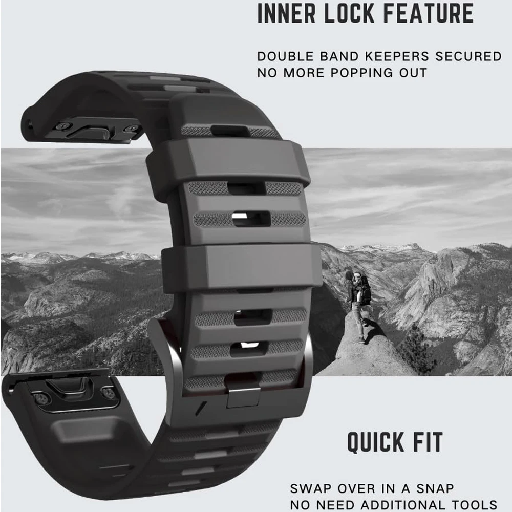 22/26mm QuickFit Silicone Bands For Garmin Fenix 7 7X 6 6X Pro 5 5XPlus Original Watch Strap For Fenix 8 Pro Epix Gen 2 Bracelet view 5