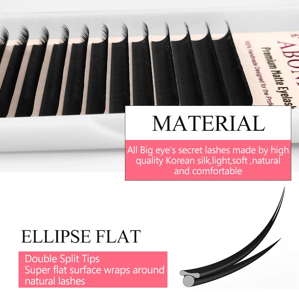 Abonnie Brown Colored Ellipse Flat Lashes Extensions Mega Volume Individual Eyelashes Split Tips Cashmere Cils