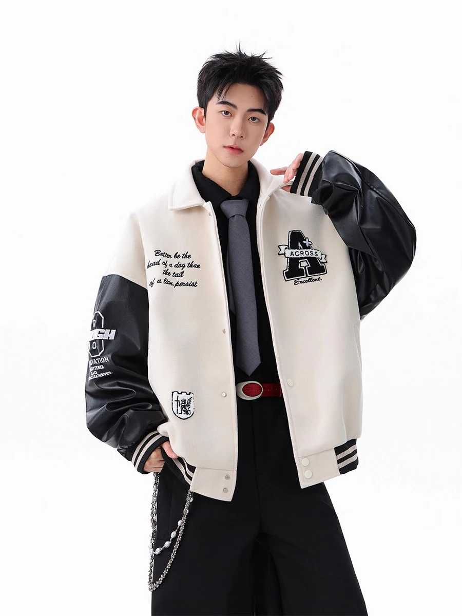 

2025 Trendy Thiened 600g Baseball Jaet Loose Casual Street Sle for Men Couple Sli Outerwear Stand Fit Long Sve