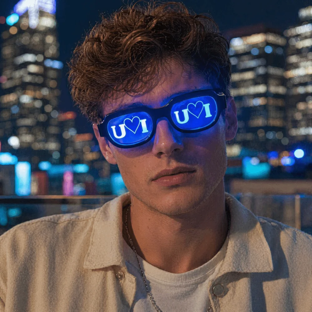 Special Effect LED Glasses Glowing Neon Sense of Technology Luminous Eyewear Red Eyes Flashing Light Flash Eye Glasses Cosplay view 2