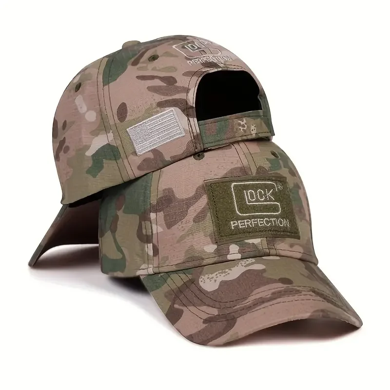 Men\'s Lock Camouflage Embroidery Hiphop Versatile Baseball Cap Adult Sunshade Hat Unisex Adjustable Hip Hop Baseball Cowboy Cap