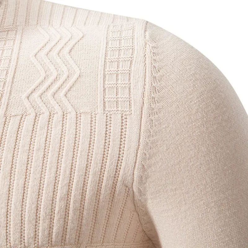 남성용 스탠드 칼라 니트 스웨터, 하프 지퍼 풀오버, 남성 캐주얼 따뜻한 니트웨어, 단색 긴팔 상의, 가을 겨울