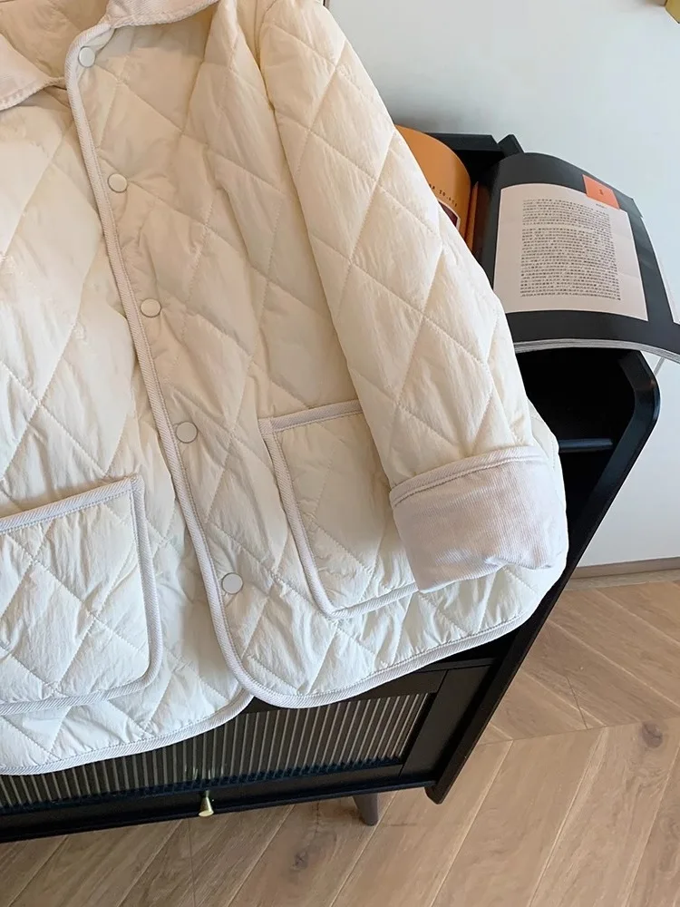 

Корейская хлопковая мужская куртка с белым воротником Lazy Faion 2024, осенне-зимний сезон), хлопковая одежда соответствующего цвета