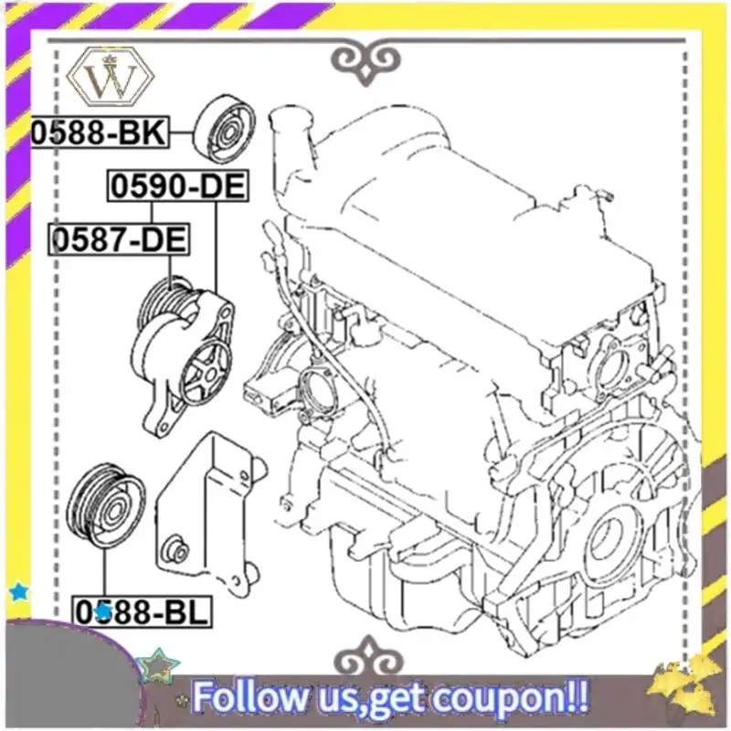 

ABXV-ZJ38-15-980 ZJ38-15-980C Metal Belt Tensioner Pulley For Mazda 2 1.6L/1.5L 2007-2015