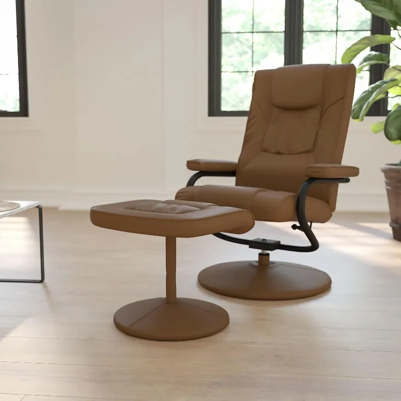 Contemporary Multi-Position Recliner and Wrapped Base in  LeatherSoft