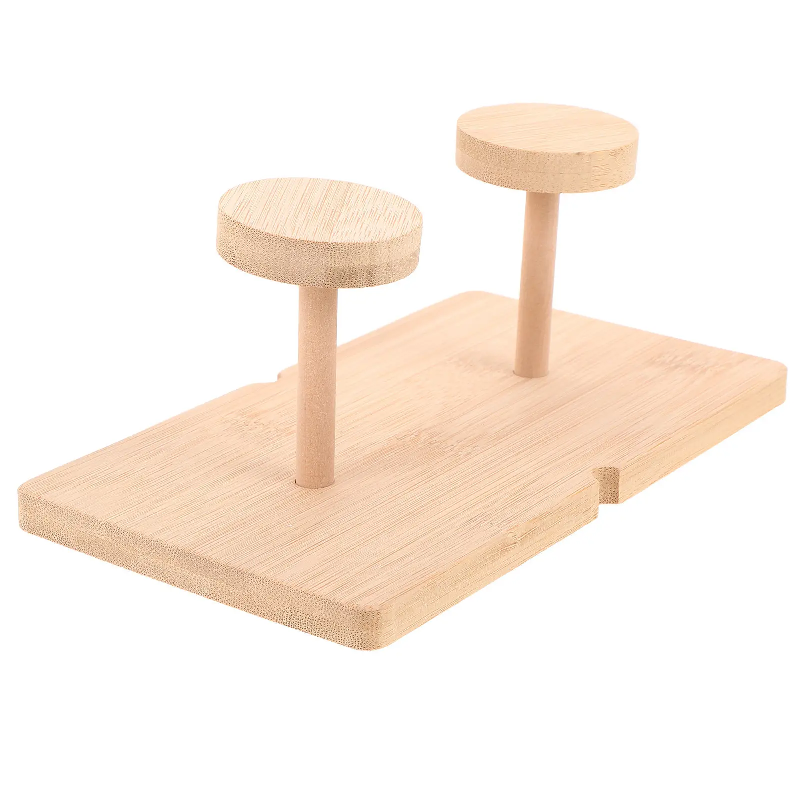 Bamboo Cup Holder Display Rack for Disposable Paper Cups 2 Compartments Stable Anti Spill Desk Side Countertop Cup