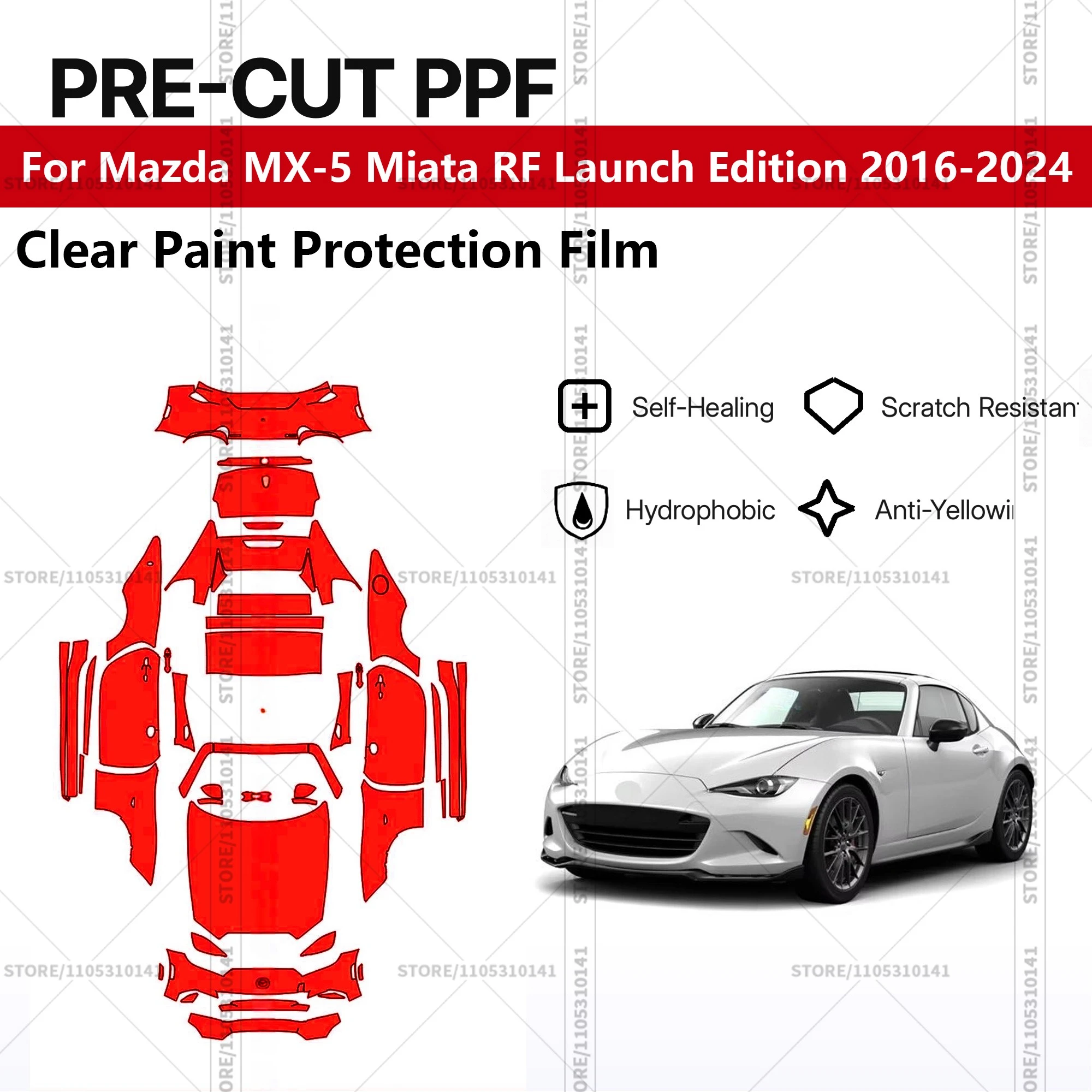Pre-Cut Paint Protection Film PPF Transparent Car Film Automotive PPF For Mazda MX-5 Miata RF Launch Edition 2016-2024