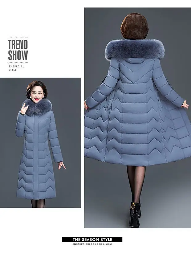 Middle Aged Mother Down Cotton Jacket 6XL Winter Oversized Thick Hooded Coat Windproof Rainproof Female Warm Long Parka Overcoat