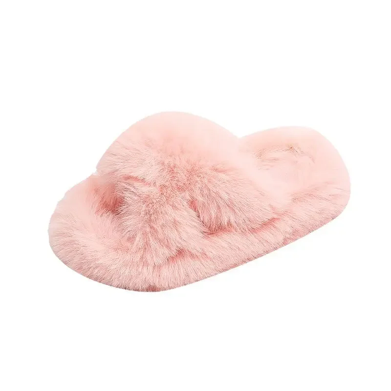 Pai-filho chinelos de cabelos cruzados novo outono e inverno casa quente empilhado grosso antiderrapante chinelos de algodão do bebê