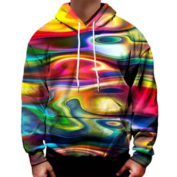 Colorful Flowing Liquid Graphic Hoodie Men 3D Printed Geometric Pullovers Tops Long Sleeve Hoodies Street Autumn Sweatshirts