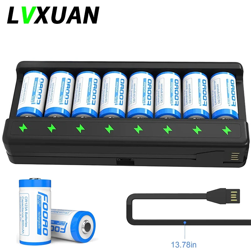 

LVXUAN 3.7V Rechargeable Batteries CR123A Battery ,USB Battery Charger.Suitable For Arlo Wireless Cameras VMC3030/VMK3200 wait