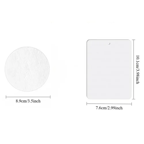 Imagen 2 del producto Kit de ambientadores en blanco para sublimación, 30/50 Uds., ambientadores colgantes para coche y hogar con cuerda elástica, círculo y rectángulo