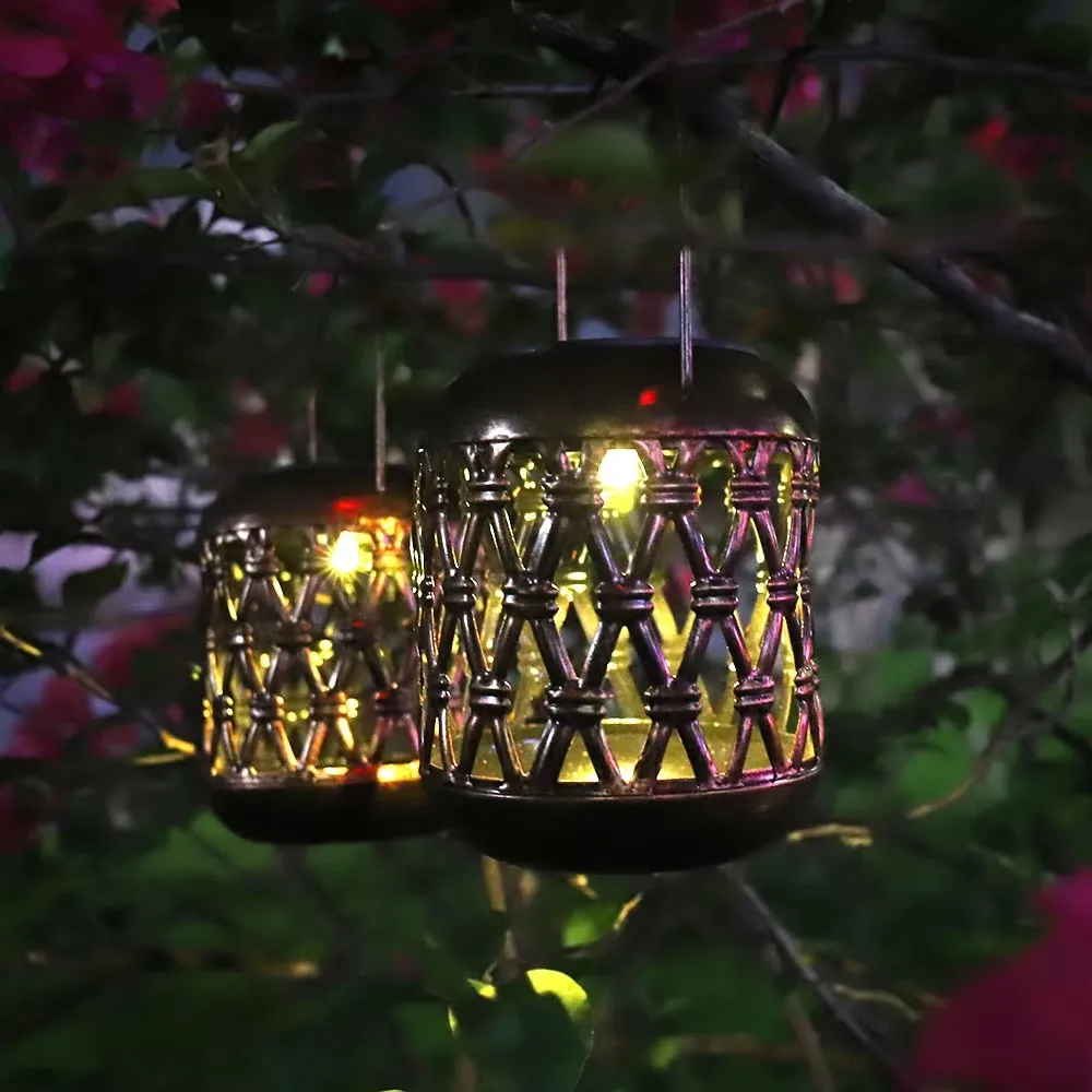 Led Solar Light Lantern Patio Chandelier Hanging Garden Lawn Home Decoration Lamp Outdoor