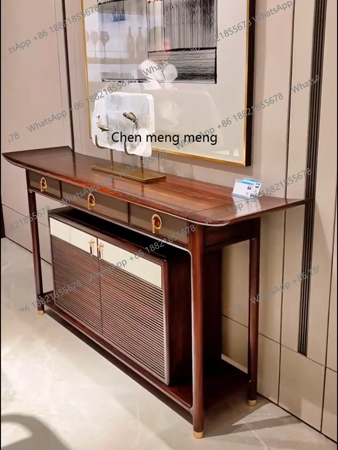 

New Chinese-style entrance table Chinese-style entrance hall Solid wood entrance locker Modern classic living room furniture