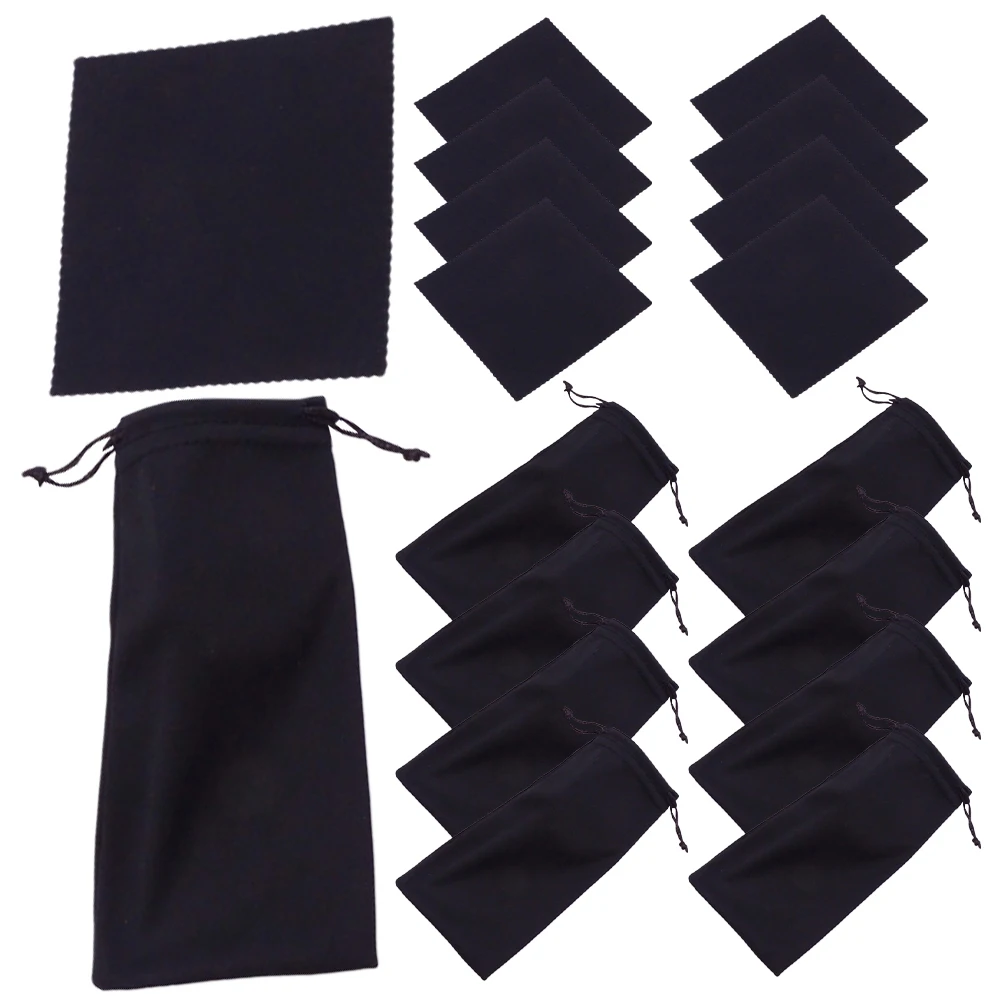

20 set 20 Sets Black Glasses Cloth Bag Soft Pouch Soft Sunglasses Bag Sunglasses Case Cleaning Travel Storage Solution