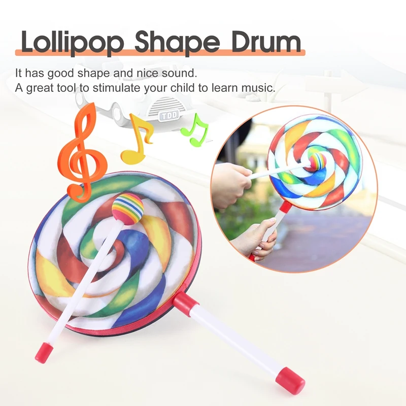 5Pack 8 Zoll Lollipop Trommel Mit Mallet Regenbogen Farbe Musik Rhythmus Instrumente Kinder Baby Kinder Spielen Spielzeug