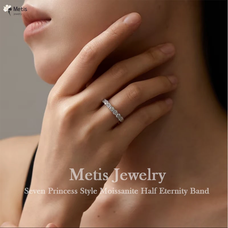 

Moissanite Wedding Band 0.6Ct D Color Sterling Silver Half Eternity Stackable Engagement Ring Stackable Wedding Rings for Women