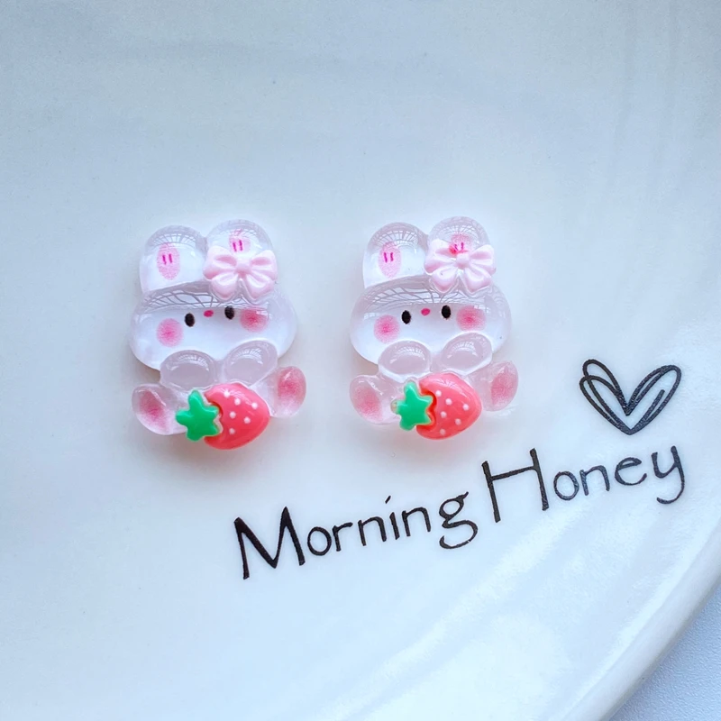 10Pcs ใหม่ Kawaii น่ารัก Mini กระต่ายกลับเรซิ่น Cabochons สมุดภาพ DIY เครื่องประดับหัตถกรรมตกแต่ง Accessorie