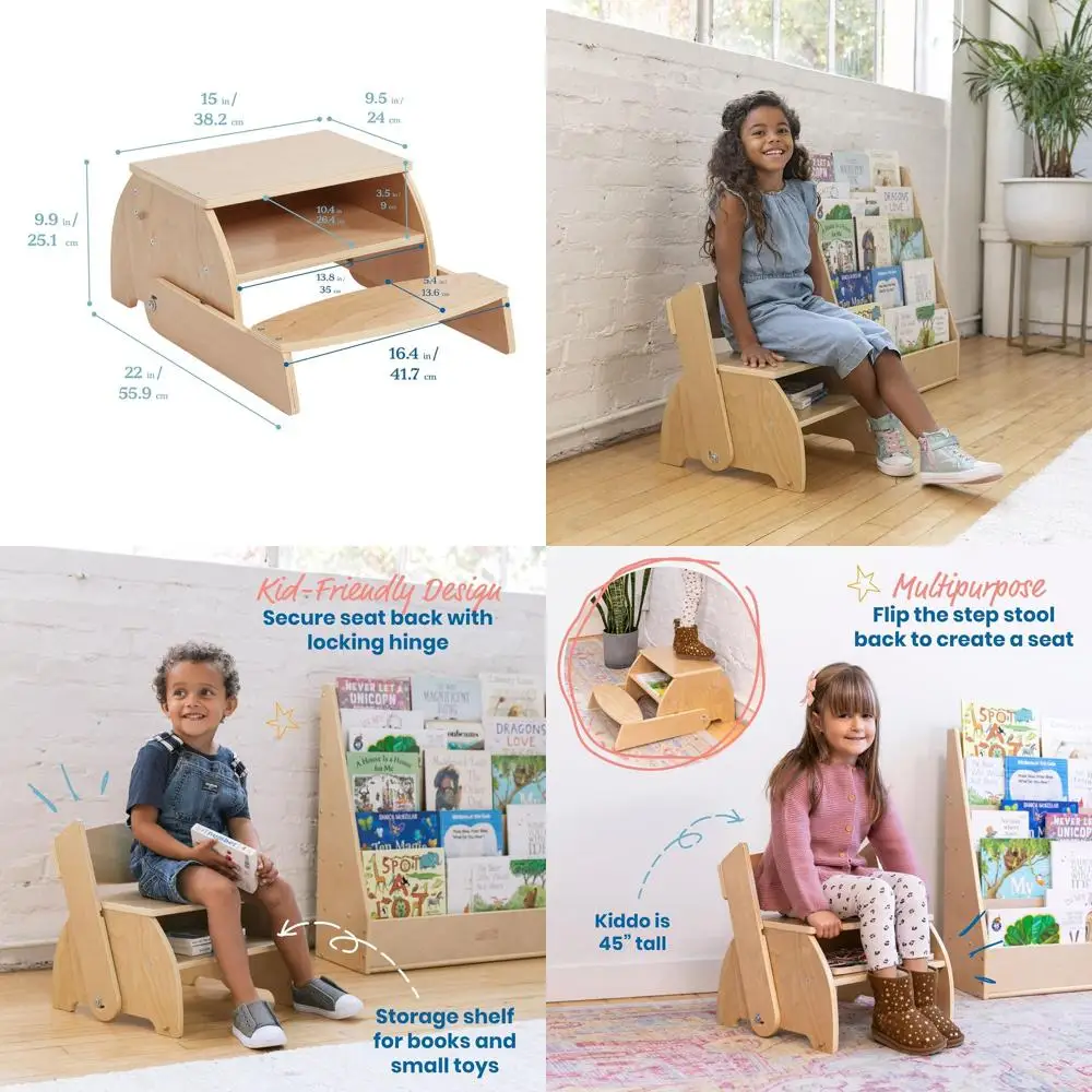 Natural Kids Flip-Flop Step Stool & Chair, Playroom Furniture