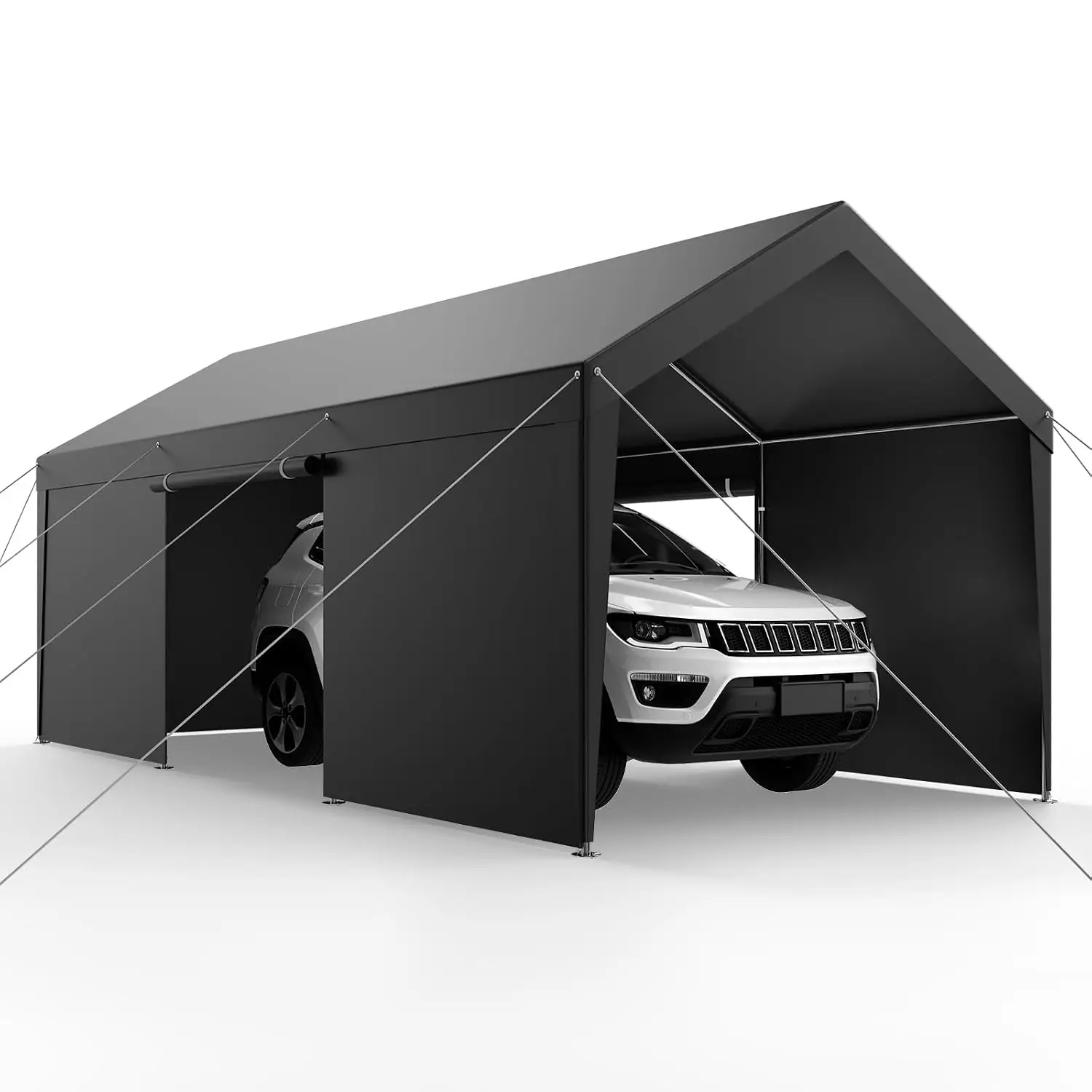 12x20 FT Heavy Duty Carport Sidewalls Portable Garage Cars RVs Waterproof UV Resistant Tent Zipper Door Steel Frame, Customized