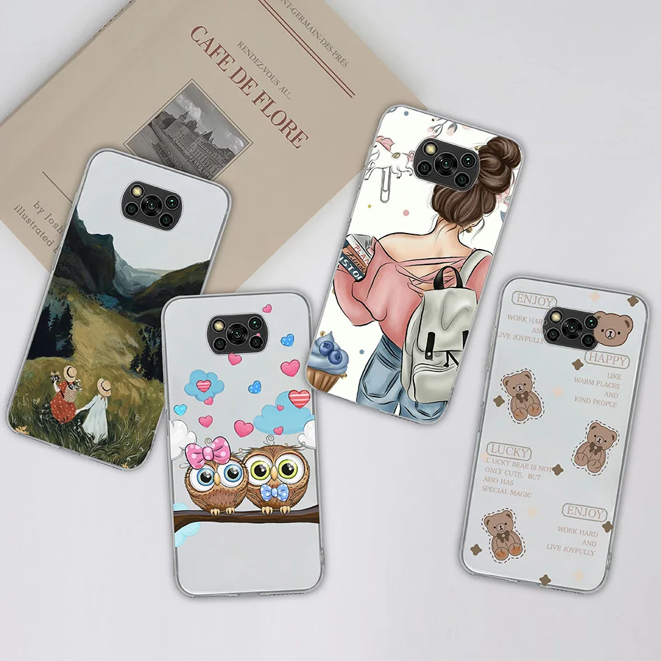 Casing For Xiaomi Poco X3 Pro Silicon Soft Lovely Daisy Cartoon Phone Cover for Poco X3 NFC Case Black Funda Poco X 3 PocoX3 Pro