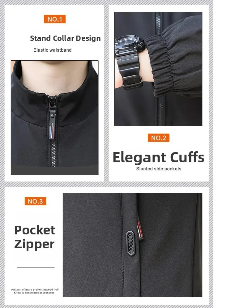 

Casual Men's Jaet Outerwear Spring Trend Loose Windproof 2025 New Sle Polyester Fiber Zipper Closure Long Sve No Hat