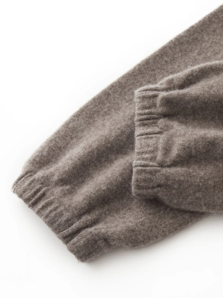 Women's Wool Pencil Pants Drawstring Elastic Waist Trousers Autumn Winter Solid 100% Merino Wool Knitted Cashmere Pockets Pants