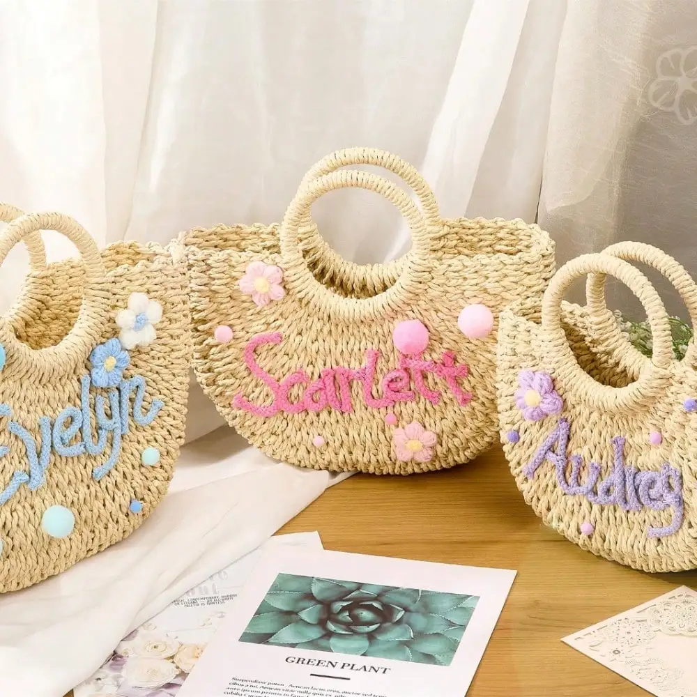 Personalized Straw Bridesmaid Handbag_bridesmaid Beach Bag_bachelorette Party Gift Bag_custom Hand-held Gift Basket_bridesmaid image 2