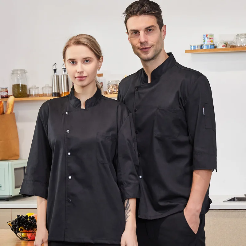 Primavera uniforme do chef das mulheres do hotel jaqueta de cozinha dos homens padaria cozinhar casaco café garçom trabalho roupas três quartos mangas