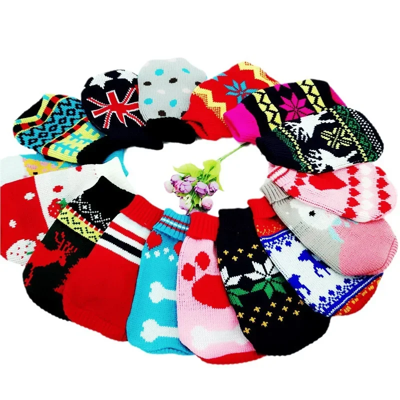 

Winter Cartoon Cat Dog Clothes Warm Christmas Sweater For Small Yorkie Pet Clothing Coat Knitting Crochet Cloth XS-3XL