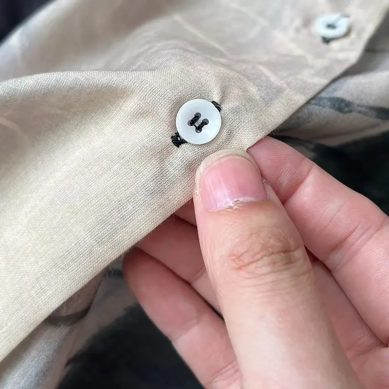 Withered 2024 French Fashion Ladies Elegant Flowing Vintage Print Shirts Spring Autumn Casual Shirt Women Tops Blouse