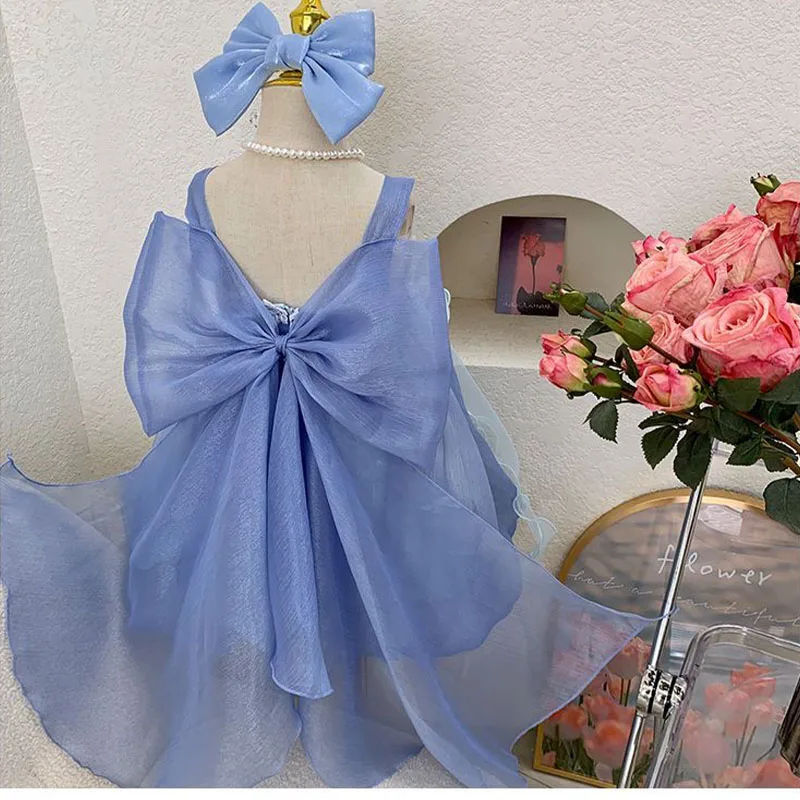 Kawaii Cinnamoroll Meisjes Jurk Korte Mouwen Feestjurk Strik Sling Prinses Jurk Korea Zomer Kinderkleding Meisjes Mesh Vestidos