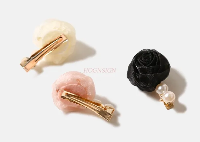 Gentle little rose hairpin, exquisite side clip, high-end bangs clip, top clip headdress