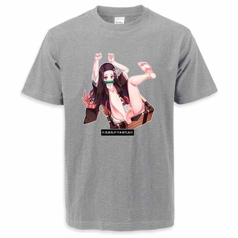 2024 Summer Mens Tshirts Demon Slayer Mangas Hentai Anime Tee Shirt Unisex Kawaii Nezuko Round Neck Tees High Quality Tops