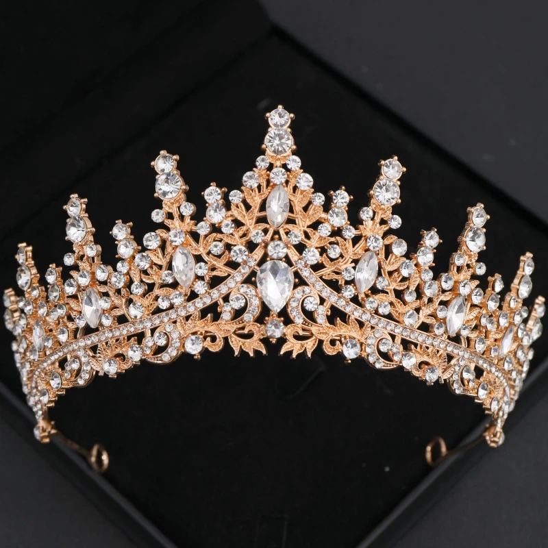 Barok Kristal Tiara 'S En Kronen Strass Prom Diadeem Kroon Voor Vrouwen Bruids Bruiloft Haaraccessoires Sieraden Kroon Tiara