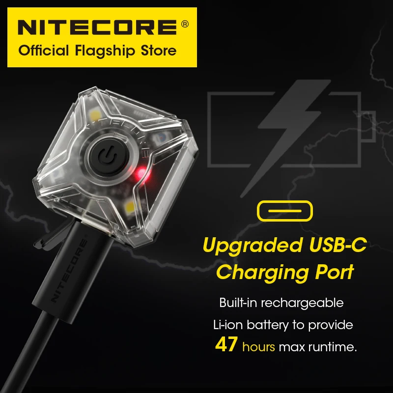 NITECORE NU05 V2 Signal Light USB-C Rechargeable Headlamp Trail Running Light Multi-Light Source for Riding Backpack Walk A Dog