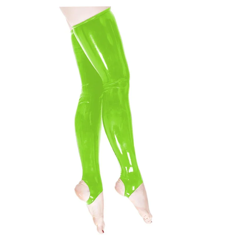 Pure Latex Stocking Women Apple Green Socks Over the Knees Foot Stockings Size S-XXL