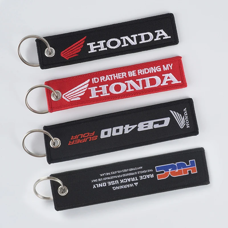 LLavero bordado de motocicleta para Honda Jazz Fit Avancier Crv Accord Pilot City Prelude Mugen Power XR-V CB400 CB650