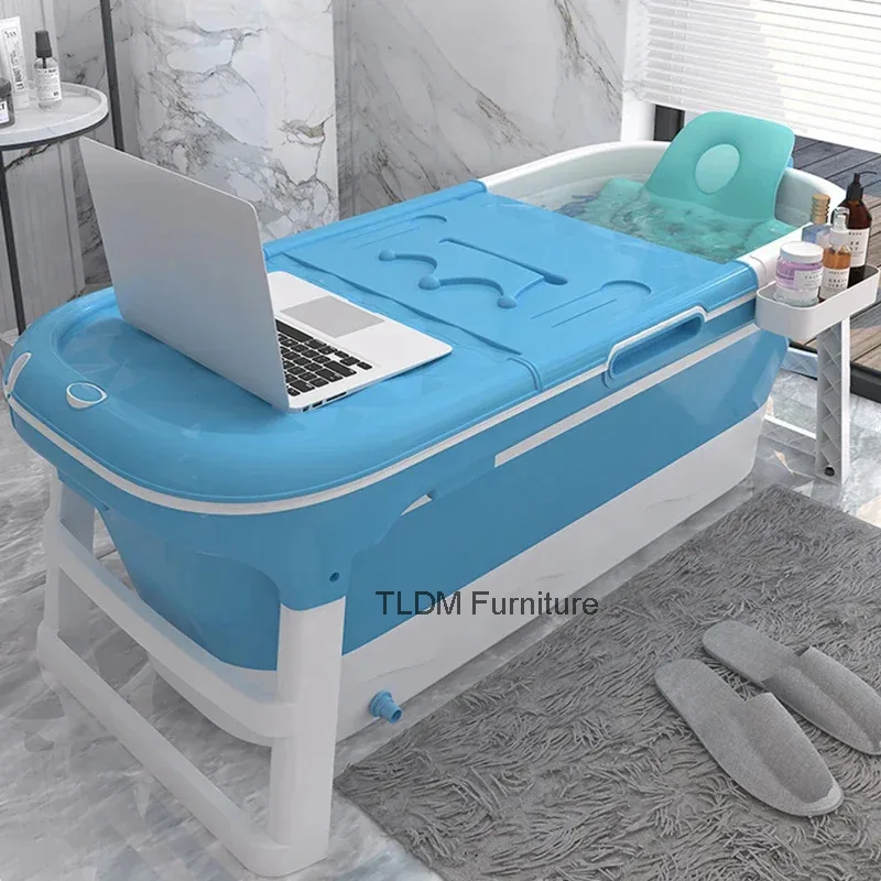 Folding Adult Portable Bathtubs Thickened Household Ice Bath Barrel Whole Body Hot Tub Sweat Steaming Insulation Bathtub L