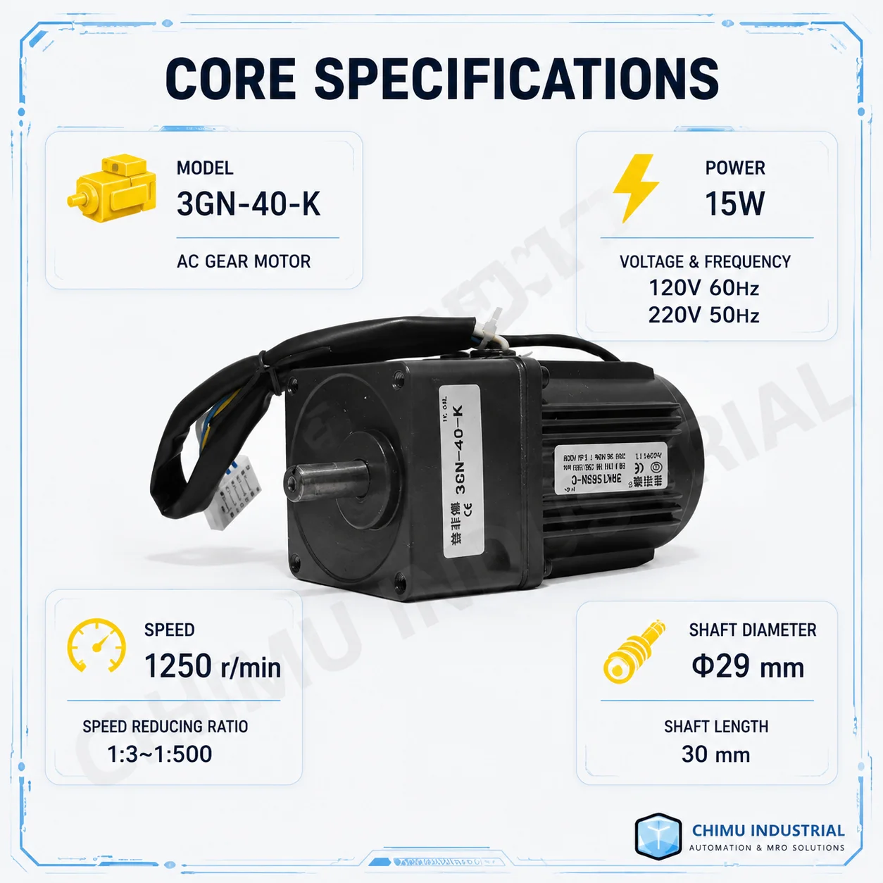 【CHIMU INDUSTRIAL】 for AC Gear Motor 220V Speed Control 6W-250W Variable Speed Controller Kit for Conveyor