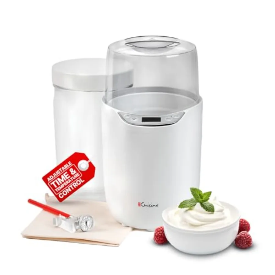 

YM260 Yogurt Maker with Adjustable Time Temperature Control 2-Quart Glass Jar Free Thermometer Cotton Strainer Bag 2025 Edition