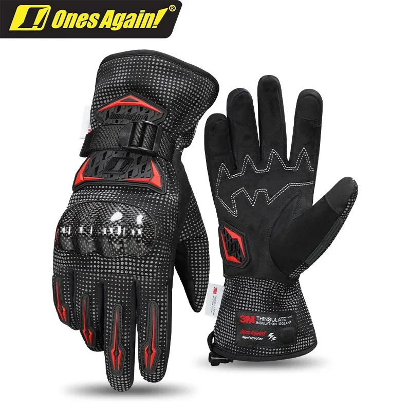 Daily Motorcycle Scooter Winter Gloves OnesAgain Men Full Finger Waterproof Windproof Warm Anti-Fall Touch Screen Riding Items