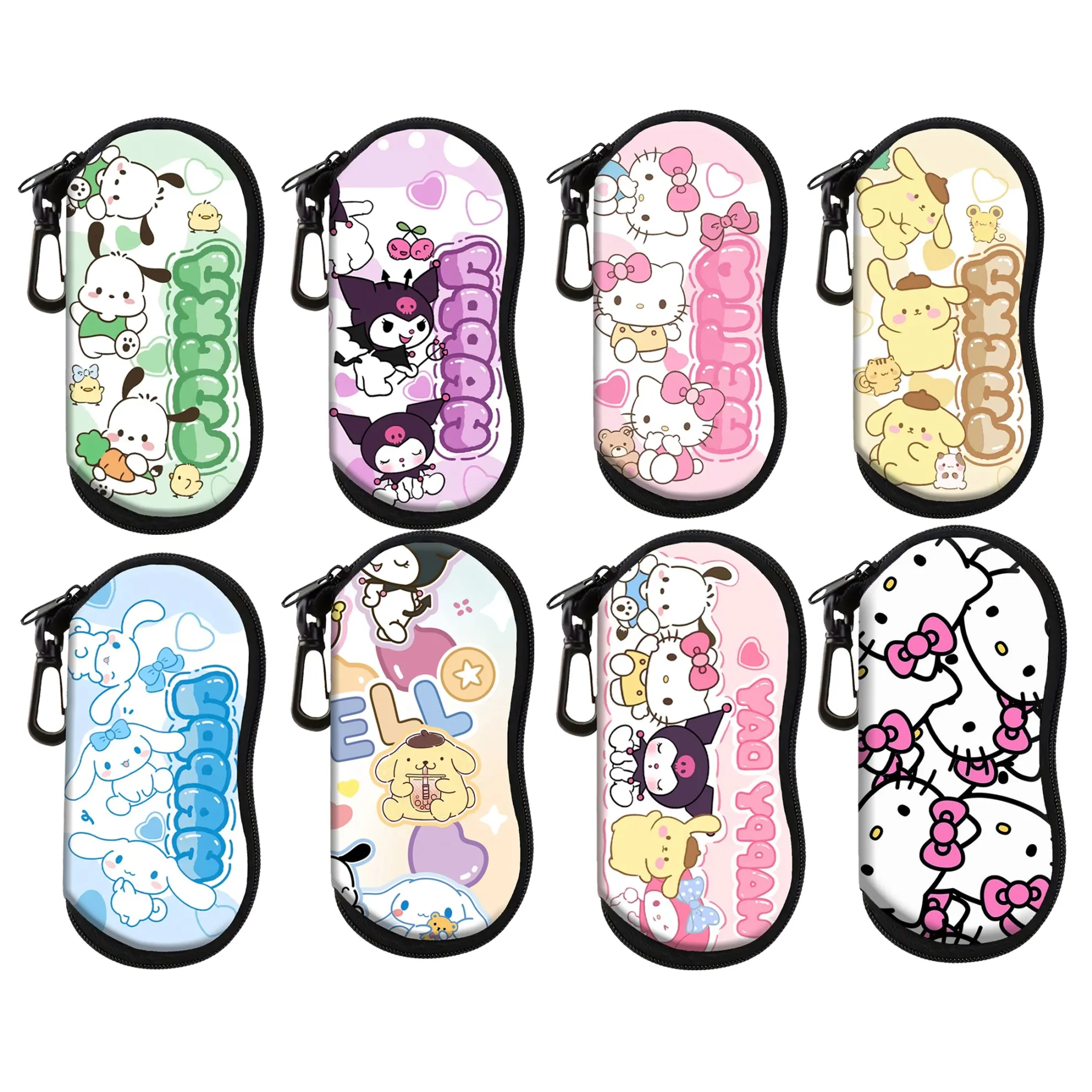 Cute White Dog Eyewear Cases Cover Sunglasses Case Kawaii Anime Glasses Box With Zipper Cartoon Portable Eyeglass Cases