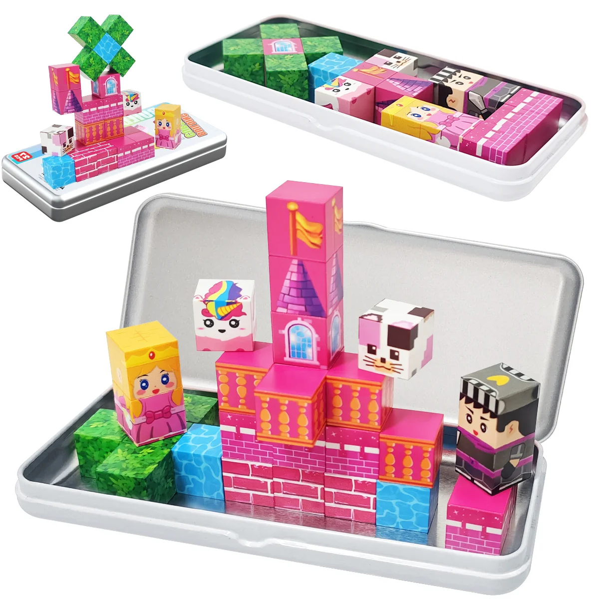 27pcs Iron Box Magnetic Block Set,Magnetic Tiles,Children's Puzzle Building Blocks Toy,Preschool Educational Building blocks Set