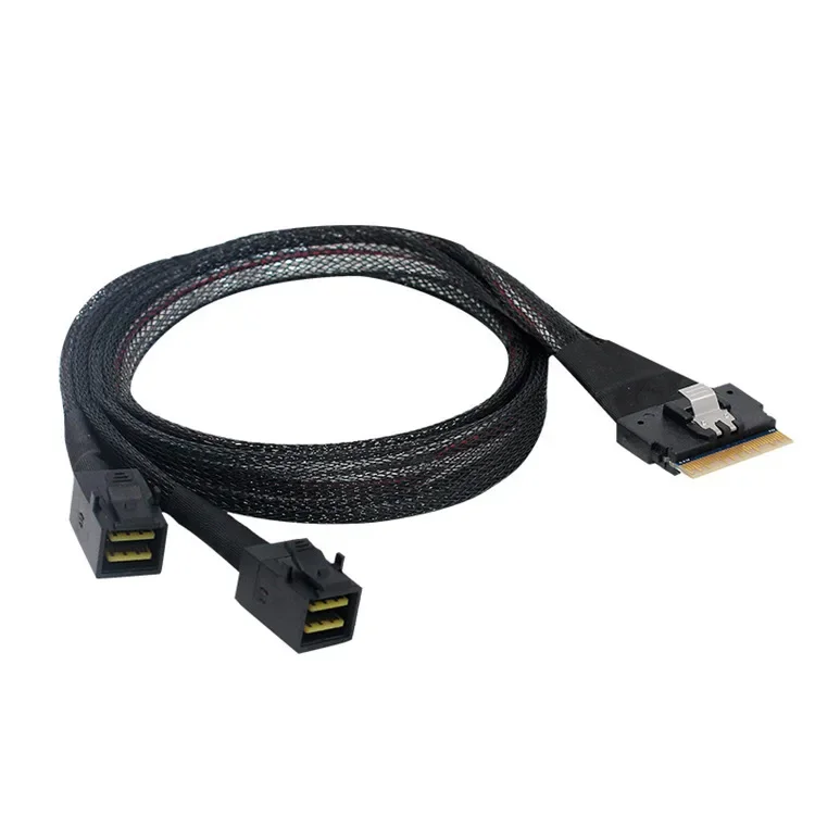 Imagem -04 - Cabo Pci-e Ultraport Slimline Sas hd Pci-express Sff8654 8i 74pin Slim 4.0 a Dual Sff9643 4i Mini Sas