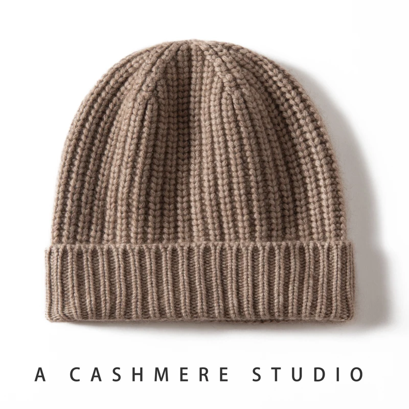 

DjzDsm Fashion 100% Cashmere Women's Bean Hat Winter Thick Solid Color Outdoor Leisure Warm Soft Knitted Men's brimless Hat